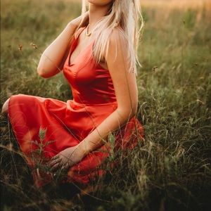 Coral Spaghetti Strap Dress